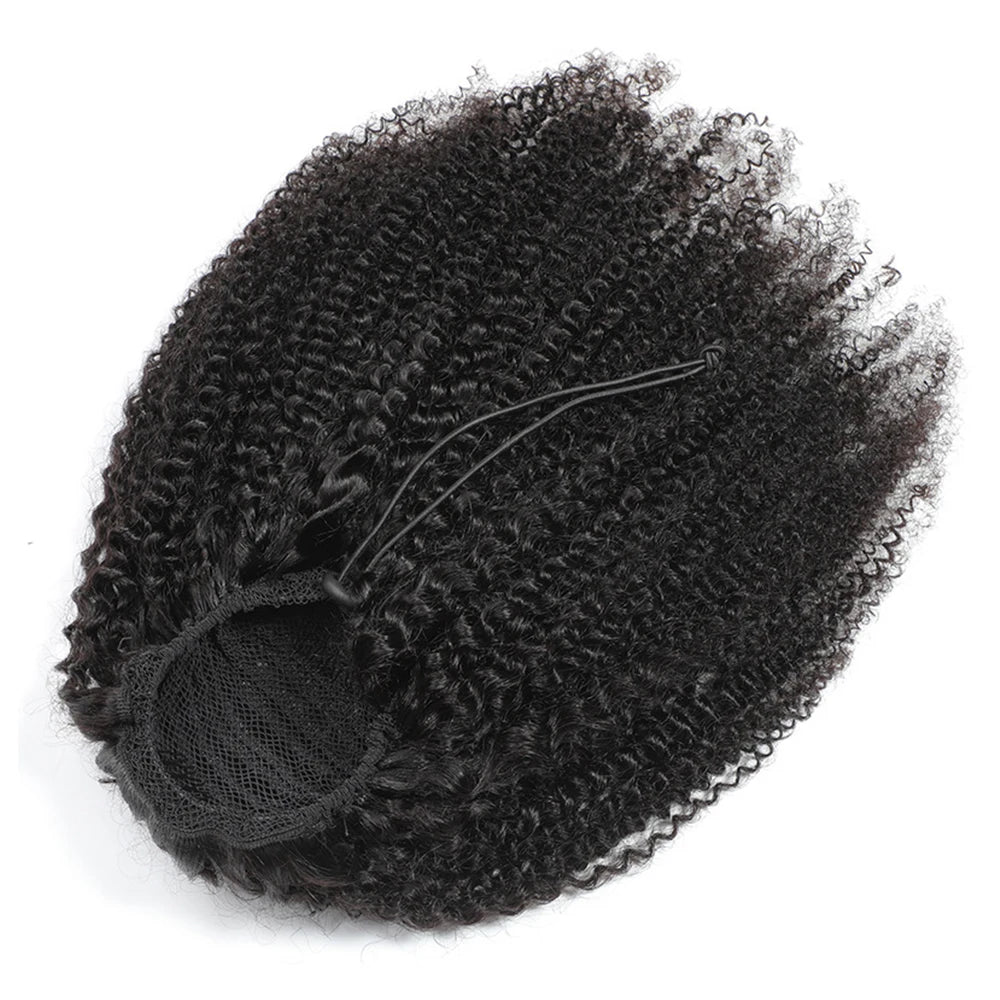 Human Hair Extensions Mongolian Kinky curly Hair Pieces.