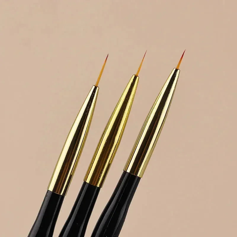 3Pcs French Stripe Nail Art Liner Brush Set.